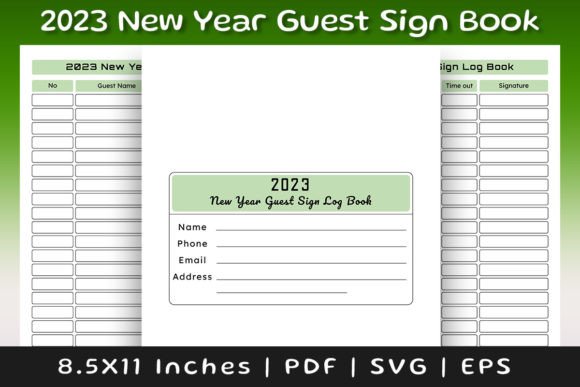 2023 New Year Guest Sign Book Interior Graphics for Kdp Interiors