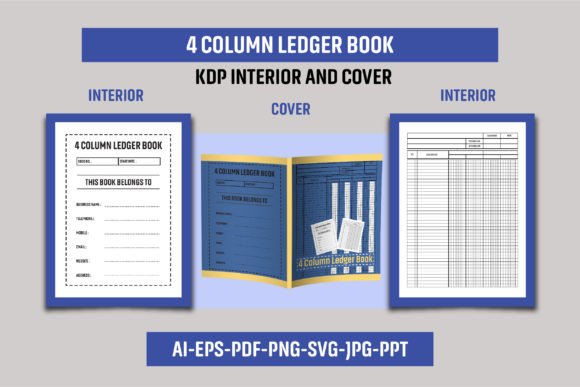 4 Column Ledger Book Graphics for Kdp Interiors