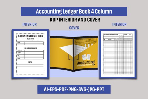 Accounting Ledger 4 Column Kdp Interior: A Graphic Design Asset for Local Branding