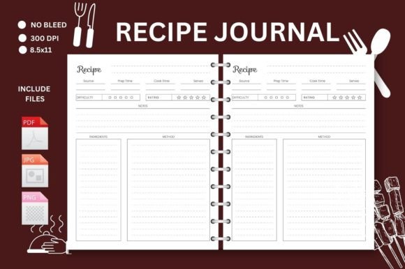 Blank Recipe Book Journal – KDP Interior Graphics