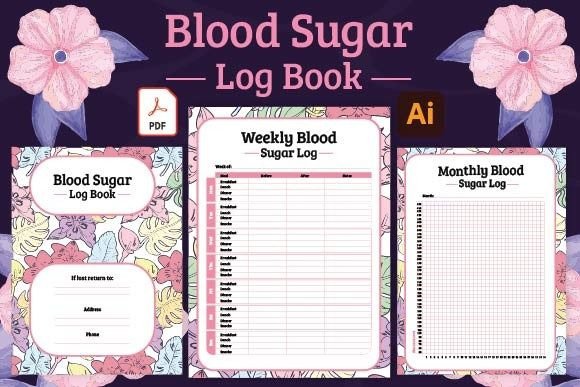 Blood Sugar Logbook Diabetes Tracker KDP Graphics