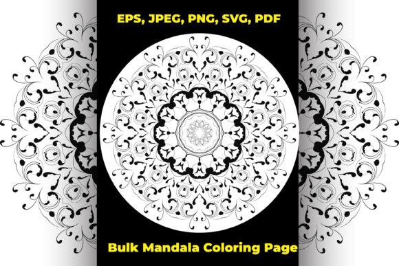 Bulk Floral Mandala Adult Coloring Page: Graphics for KDP Interiors & Handmade Brands