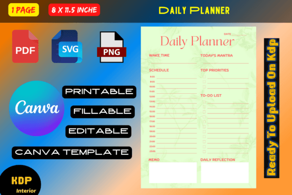Daily Planner Graphics: Kdp Interiors Editable