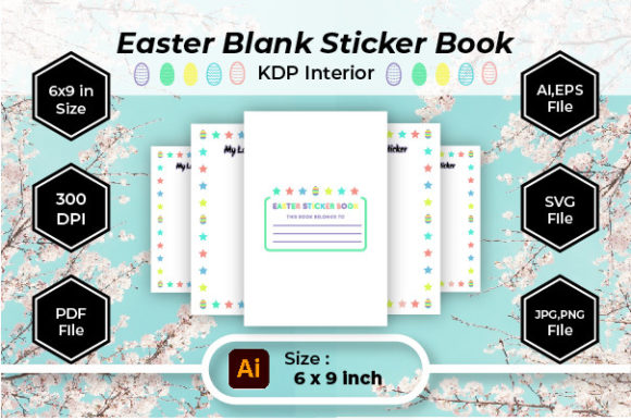 Easter Blank Sticker Album KDP Interior Graphics