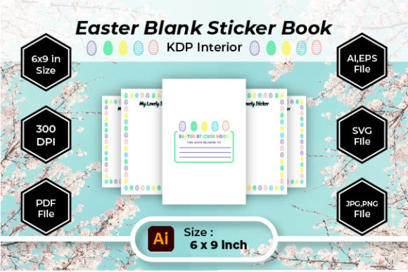 Easter Blank Sticker Book KDP Interior Graphics