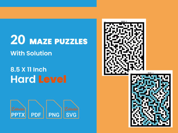 Editable 20 Maze Puzzle 40 Pages KDP Graphics