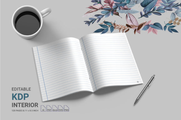 Editable Wide Ruled Line Paper Graphics for KDP Interiors