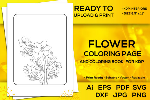 Flower Coloring Book Graphics for KDP Interiors