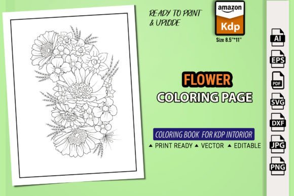 Flower Coloring Page Kdp Interiors