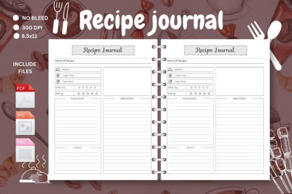 Food Recipe Planner Kdp Interior