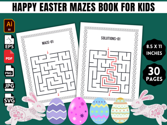 Happy Easter Mazes Book for Kids Graphics for Local Branding