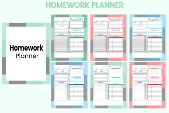 Homework Planner Graphics for Kdp Interiors