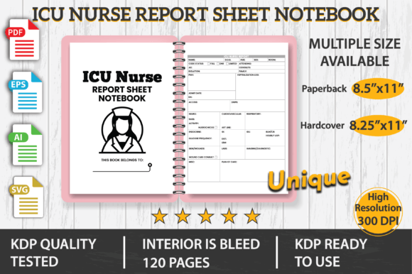 ICU Nurse Report Sheet Notebook Graphics for Kdp Interiors