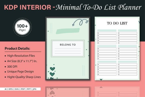 Minimal To-Do List Planner Graphics for Kdp Interiors