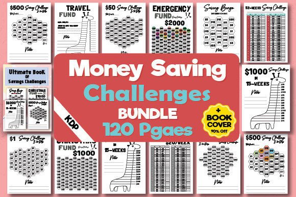 Money Saving Challenges Bundle Cover Graphics for Kdp Interiors