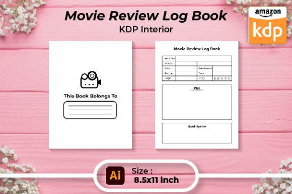 Movie Review Log Book KDP Interior Graphics