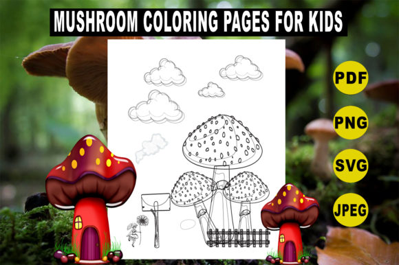 Mushroom Coloring Pages For Kids Graphics
