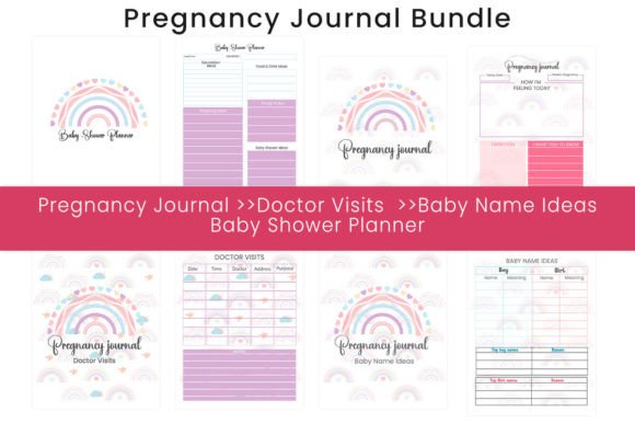Pregnancy Journal Bundle Graphics for Kdp Interiors
