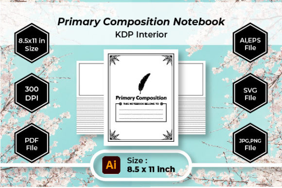 Primary Composition Notebook Interior: Graphics for KDP Interiors
