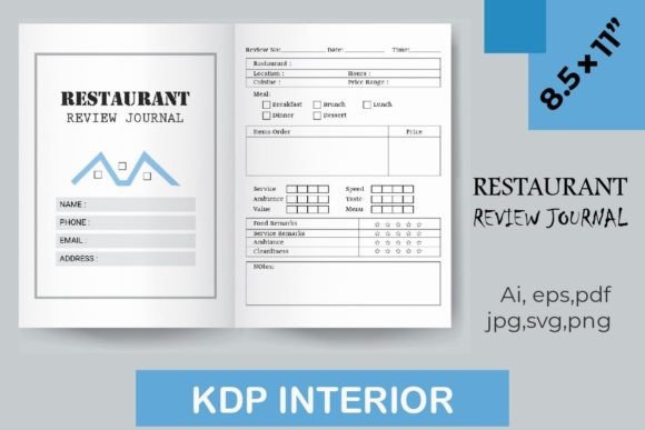Restaurant Review Journal Graphics for Kdp Interiors