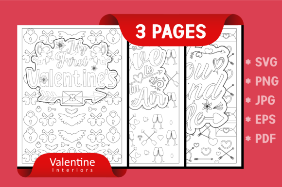 Valentine Coloring Page KDP Interior: A Graphic Design Asset for Local Branding